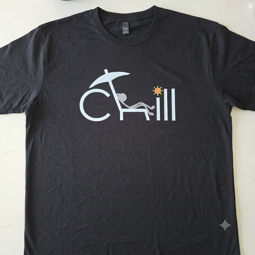 100% Ring Spun Cotton Graphic T-Shirt Chill Black Size 2XL